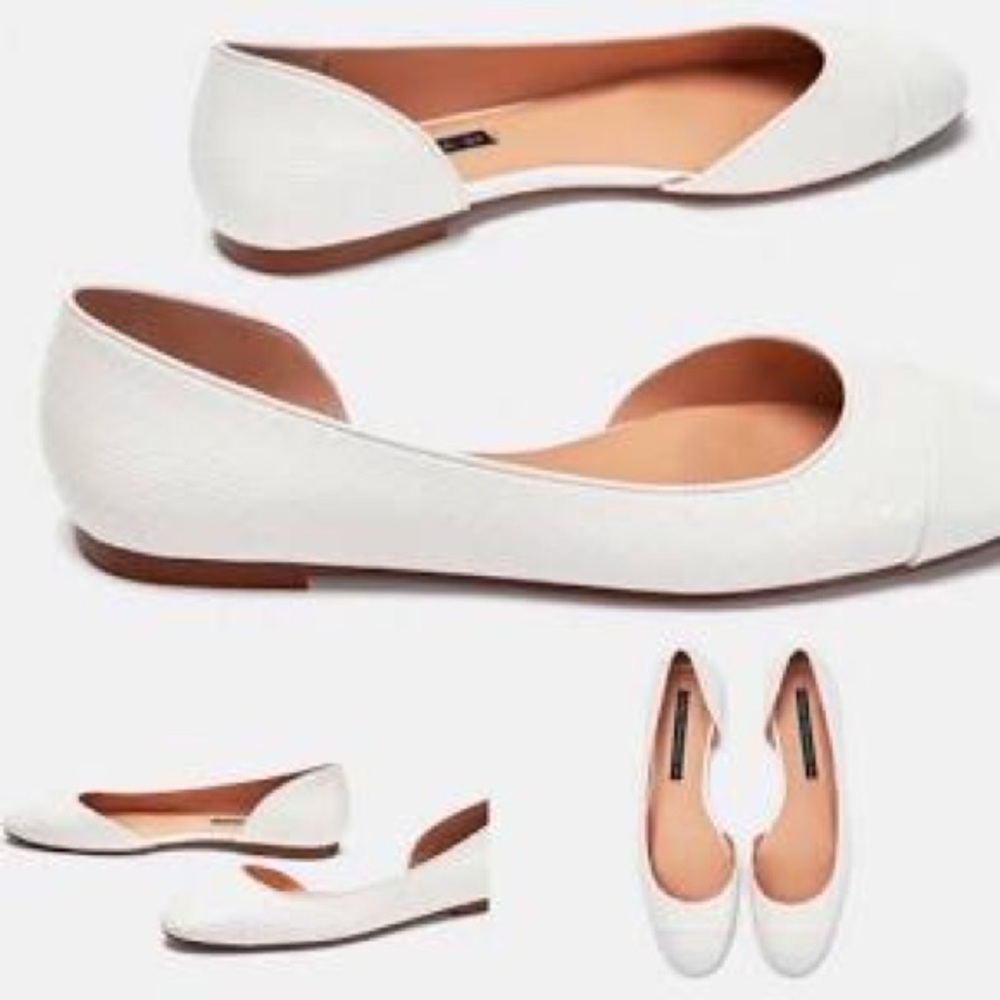 Zara White Flats